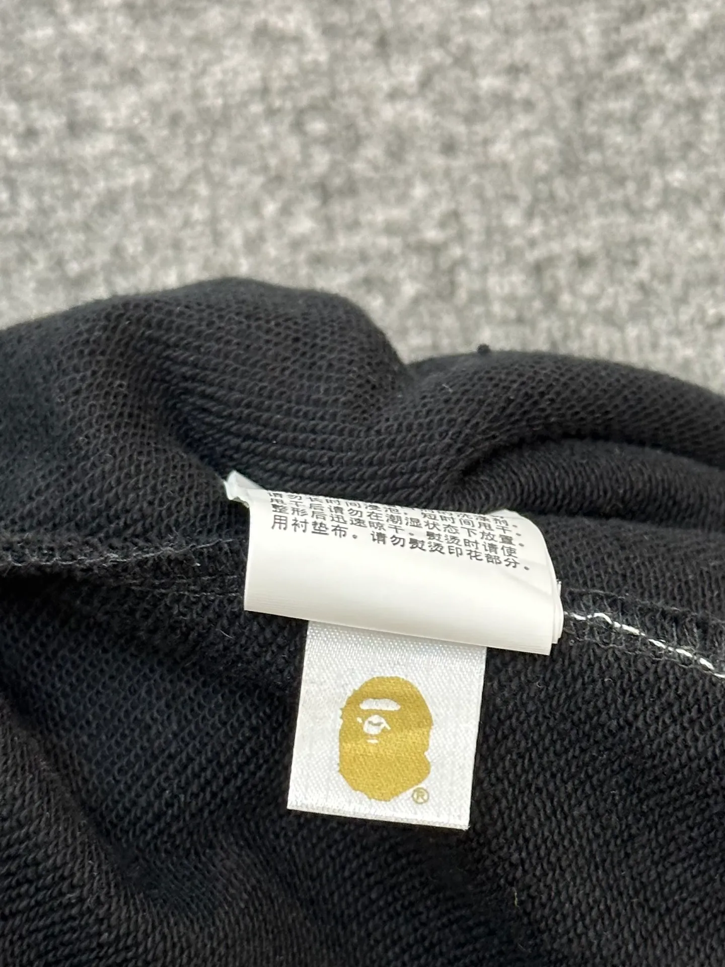 XX 552 A BATHING APE Solid color embroidered logo pattern 440g pure cotton custom fabric Men's style: M-XXL [Black Gray]